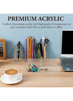 MyGift Premium Clear Acrylic Magnetic Dry Erase Marker Holder And Office Supplies Storage Containers, 4 Piece Set Includes 1 Tray And 3 Cubed Boxes  - Image 3