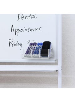MyGift Premium Clear Acrylic Magnetic Dry Erase Marker Holder And Office Supplies Storage Containers, 4 Piece Set Includes 1 Tray And 3 Cubed Boxes  - Image 4