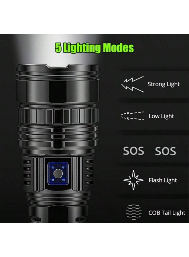 Relex Powerful Led Flashlights, Flashlight Lanterns,Tactical Flash Light, Built-in 15000Mah Battery Long Range Spotlights, Torch Emergency Light With COB Light - Image 4