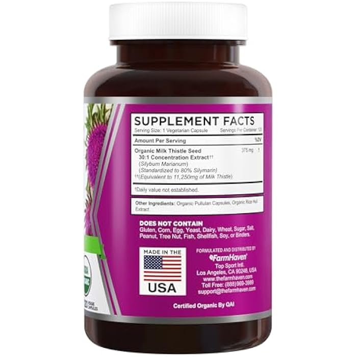 FarmHaven USDA Organic Milk Thistle Capsules | 30X Concentrated Seed Extract & 80% Silymarin Standardized - Supports Liver Function and Overall Health | Non-GMO | 240 Vegan Capsules - Image 2