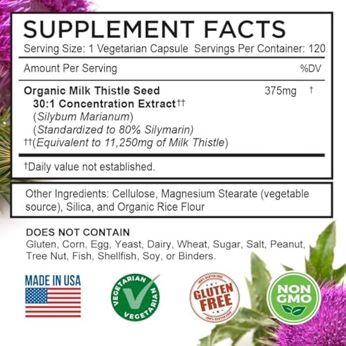 FarmHaven USDA Organic Milk Thistle Capsules | 30X Concentrated Seed Extract & 80% Silymarin Standardized - Supports Liver Function and Overall Health | Non-GMO | 240 Vegan Capsules - Image 5