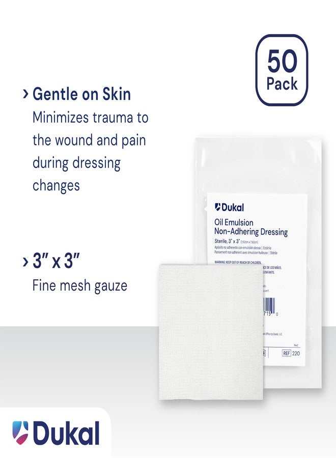 Dukal Oil Emulsion Dressing 3" x 3" - Pack of 50 Sterile Non-Adherent Wound Care Pads for Burns, Cuts, and Surgical Sites - Image 4