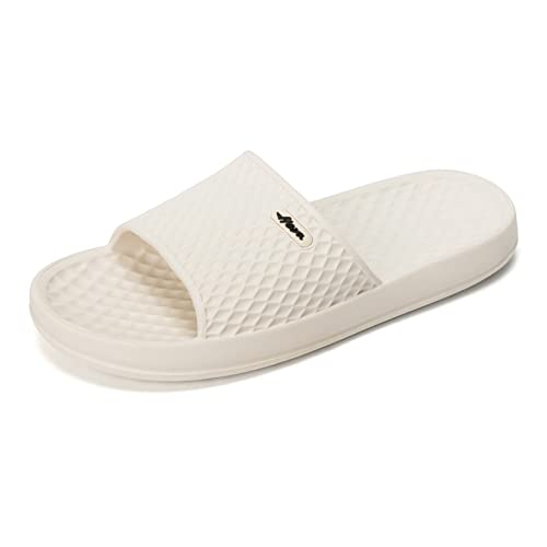 FUNKYMONKEY Mens Bathroom Shower Slippers Indoor Home Beach Non Slip Sandal (8 M US, Beige) - Image 1