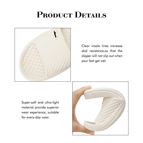 FUNKYMONKEY Mens Bathroom Shower Slippers Indoor Home Beach Non Slip Sandal (8 M US, Beige) - Image 5