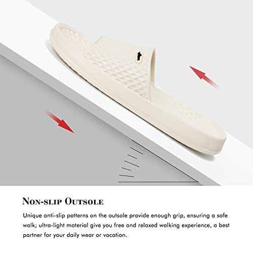 FUNKYMONKEY Mens Bathroom Shower Slippers Indoor Home Beach Non Slip Sandal (8 M US, Beige) - Image 4