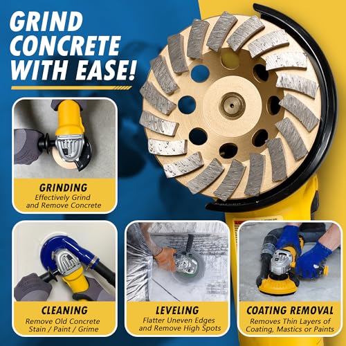 EDiamondTools 4" Diamond Grinding Wheels for Concrete or Masonry, 16 Turbo Segments, #30/40 Grit, Medium Bond, 5/8"-11 Arbor - Image 2