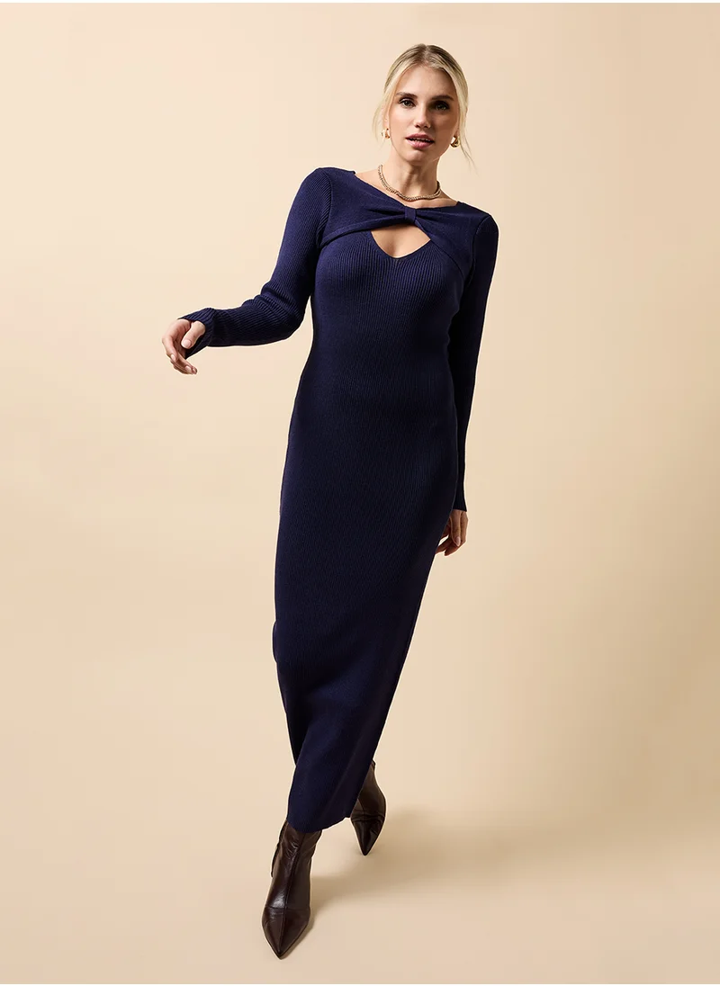 ليتل مسترس Knited Crew Neck Long Sleeve Maxi Dress
