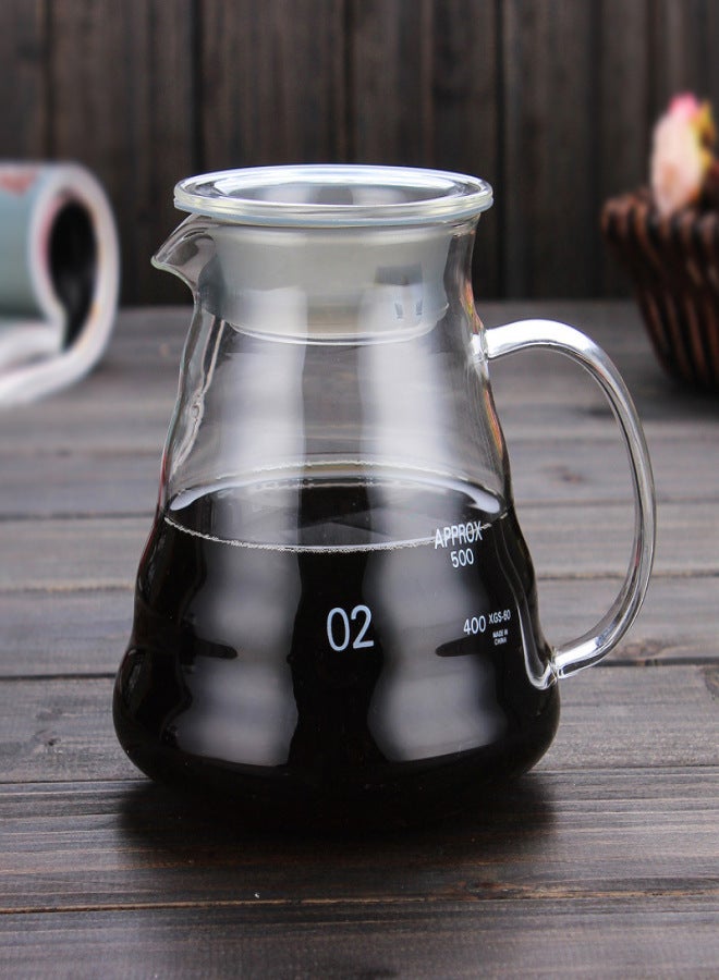 Heat-resistant thickened glass cloud coffee pot V60 coffee filter cup hand-made pot with lid can be customized logo 02 Clouds 600ml - Image 1