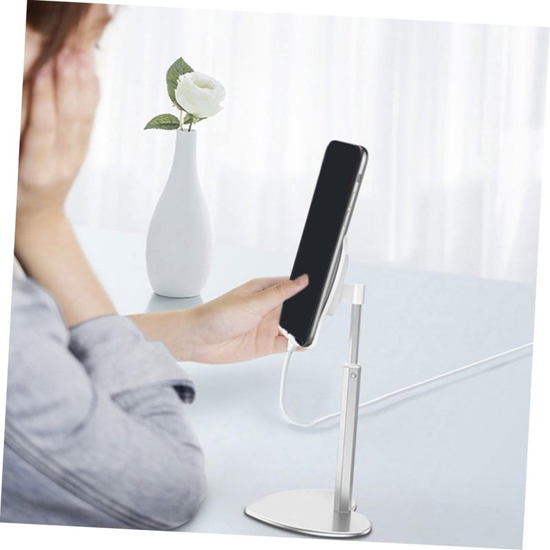 حامل معدني مرن للجهاز اللوحي على شكل قلب، حامل مكتبي مضاد للصدمات متوافق مع أجهزة iPad والهواتف الذكية – فضي - Image 3