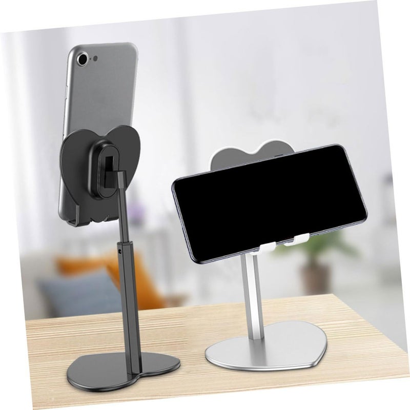 حامل معدني مرن للجهاز اللوحي على شكل قلب، حامل مكتبي مضاد للصدمات متوافق مع أجهزة iPad والهواتف الذكية – فضي - Image 5