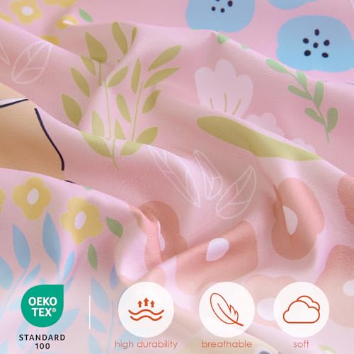 Homilay Toddler Size Light Pink Comforter Set for Kids, Toddler, Boys&Girls, 4 Pieces Bed-in-a-Bag Bedding Set, All Season Ultra Soft Oeko TEX Sheets Set with Comforter, (Cute Rabbit) - Image 4