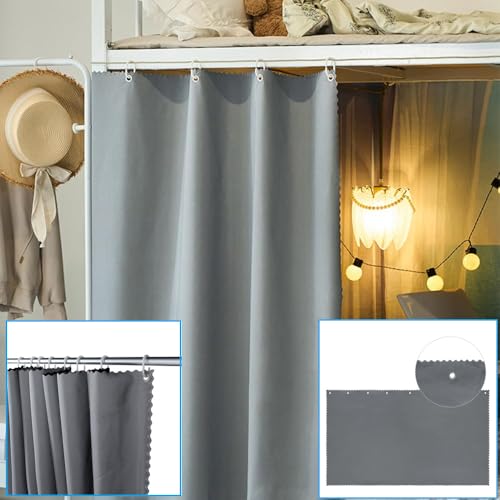 Ibluelover Solid Bottom Bunk Bed Curtains Privacy Blackout Canopy Tent 2 Panels Students Dormitory Bunk Bed Curtains Breathable Dustproof Single Bed Shading Drapes Loft Bedding Curtain for Home Dorm - Image 5