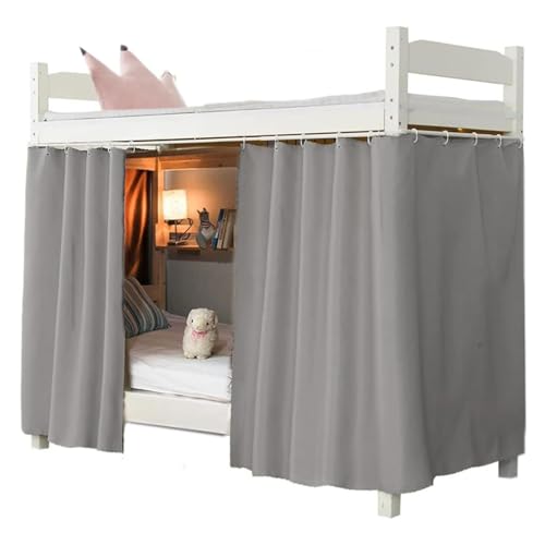 Ibluelover Solid Bottom Bunk Bed Curtains Privacy Blackout Canopy Tent 2 Panels Students Dormitory Bunk Bed Curtains Breathable Dustproof Single Bed Shading Drapes Loft Bedding Curtain for Home Dorm - Image 1