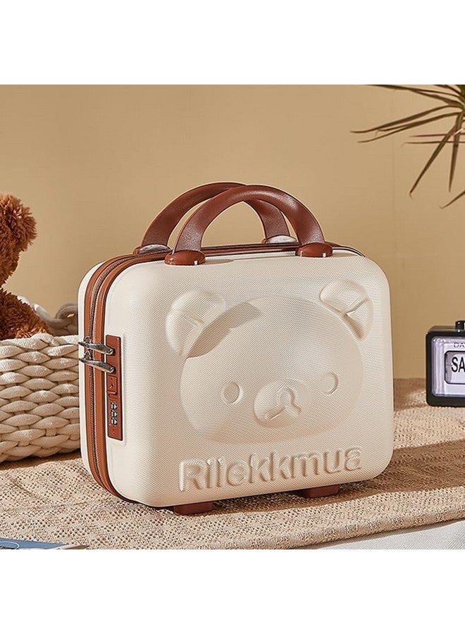 SUNBEET Portable Hard Shell Cosmetic Travel Case, Small Travel Hand Luggage with Elastic Band, Mini ABS Carrying Makeup Case Suitcase (T-CREAMMM..) - Image 2