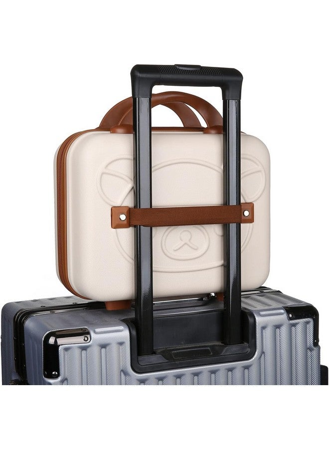 SUNBEET Portable Hard Shell Cosmetic Travel Case, Small Travel Hand Luggage with Elastic Band, Mini ABS Carrying Makeup Case Suitcase (T-CREAMMM..) - Image 4