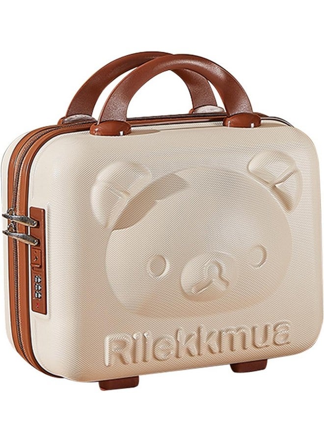 SUNBEET Portable Hard Shell Cosmetic Travel Case, Small Travel Hand Luggage with Elastic Band, Mini ABS Carrying Makeup Case Suitcase (T-CREAMMM..) - Image 1