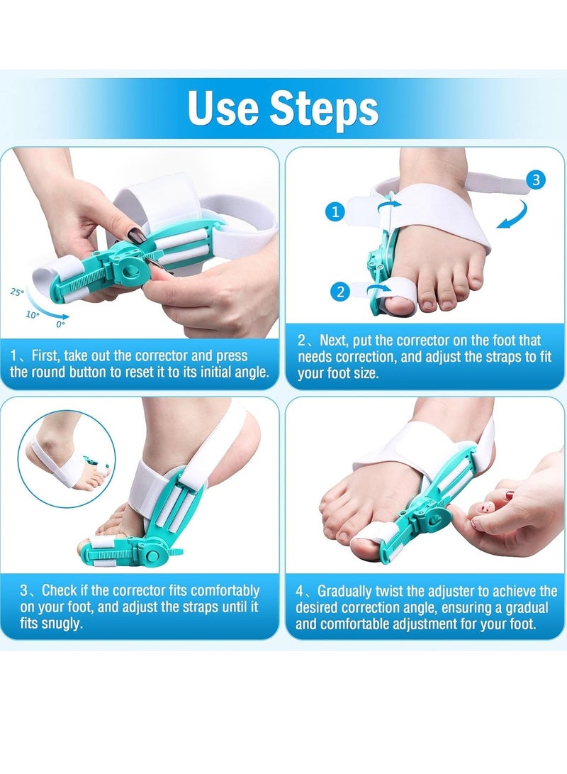Bunion Corrector for Women & Men, Big Toe Adjustable Knob Bunion Splint for Bunion Relief, Orthopedic Toe Straightener with Anti-slip Heel Strap, Suitable for Left and Right Feet
