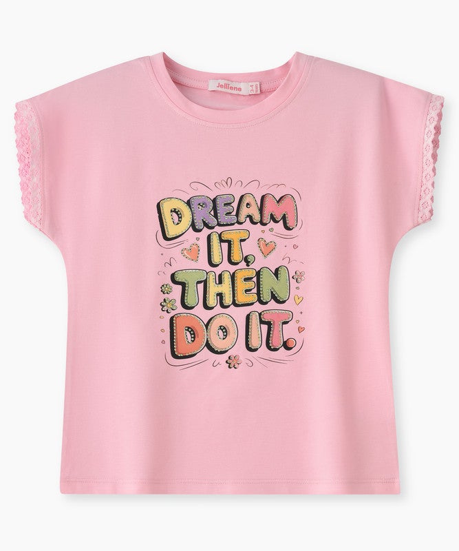 Jelliene PINK T-SHIRT WITH PRINT DREAM IT THEN DO IT - Image 1