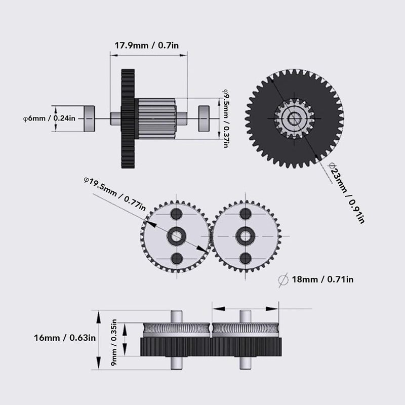 3D Printer Extruder Kit, Aluminum Alloy All Metal Concentricity 9.5:1 Gear Ratio Extruder Kit, 3D Printing Machine Extruder Kit for 3D Printer Extruders (Black) - Image 3