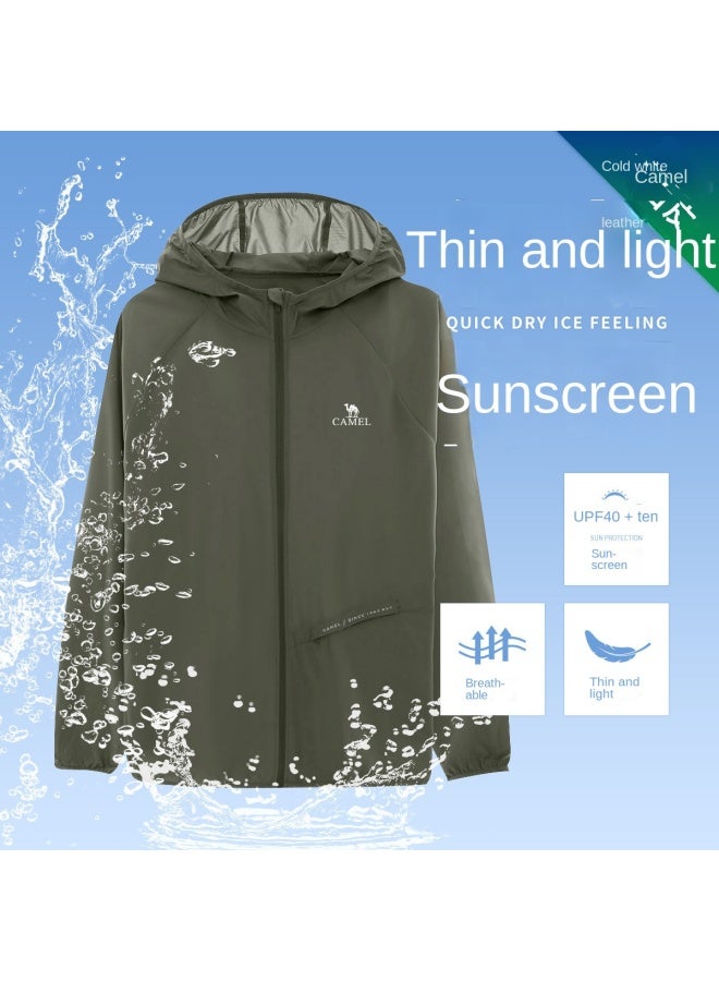 كاميل سترة واقية من الشمس باللون الأبيض البارد 25 واقي شمسي صيفي للملابس الرياضية الخفيفة ملابس خارجية قابلة للتنفس للنساء والرجال ملابس واقية من الشمس - Image 2