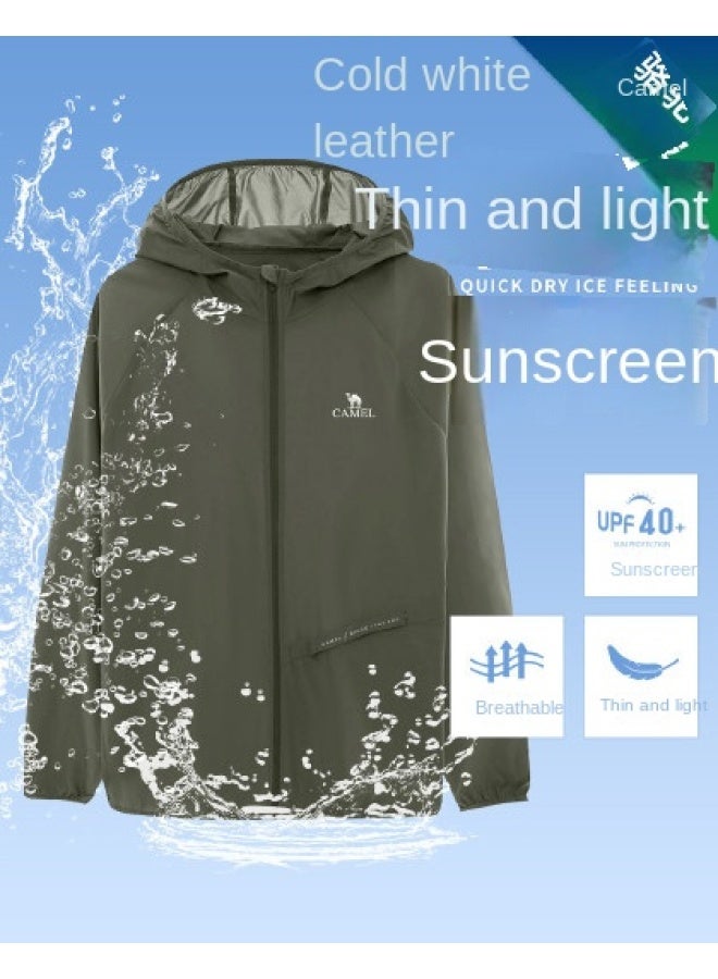 كاميل سترة واقية من الشمس باللون الأبيض البارد 25 واقي شمسي صيفي للملابس الرياضية الخفيفة ملابس خارجية قابلة للتنفس للنساء والرجال ملابس واقية من الشمس - Image 1