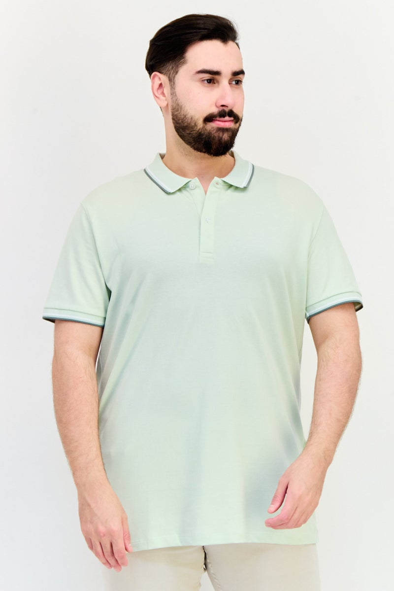 Celio قميص بولو قصير الأكمام للرجال بتصميم عادي، أخضر مائي - Image 1