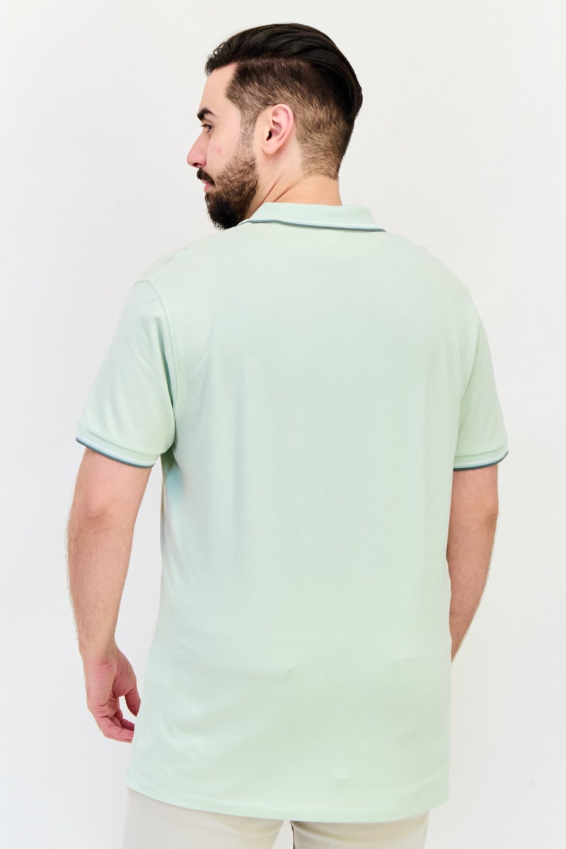 Celio قميص بولو قصير الأكمام للرجال بتصميم عادي، أخضر مائي - Image 3