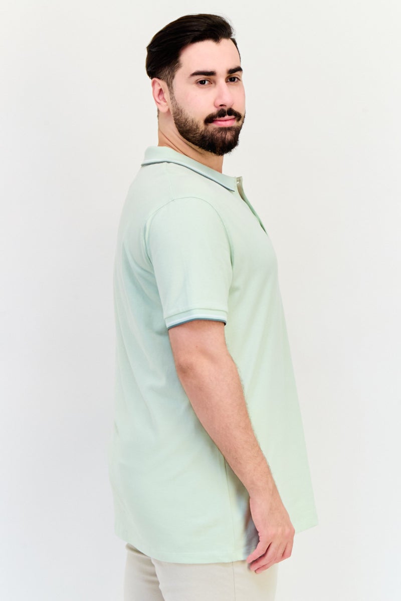 Celio قميص بولو قصير الأكمام للرجال بتصميم عادي، أخضر مائي - Image 2