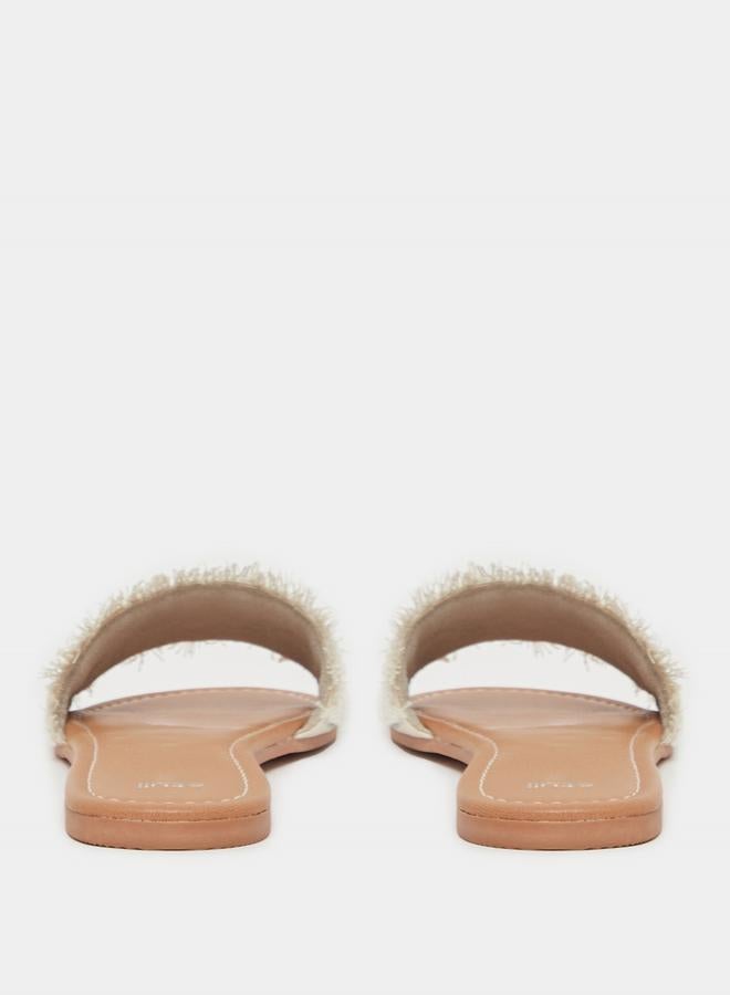 Styli Textured Pearl Embellished Flat Sandals  - Image 4