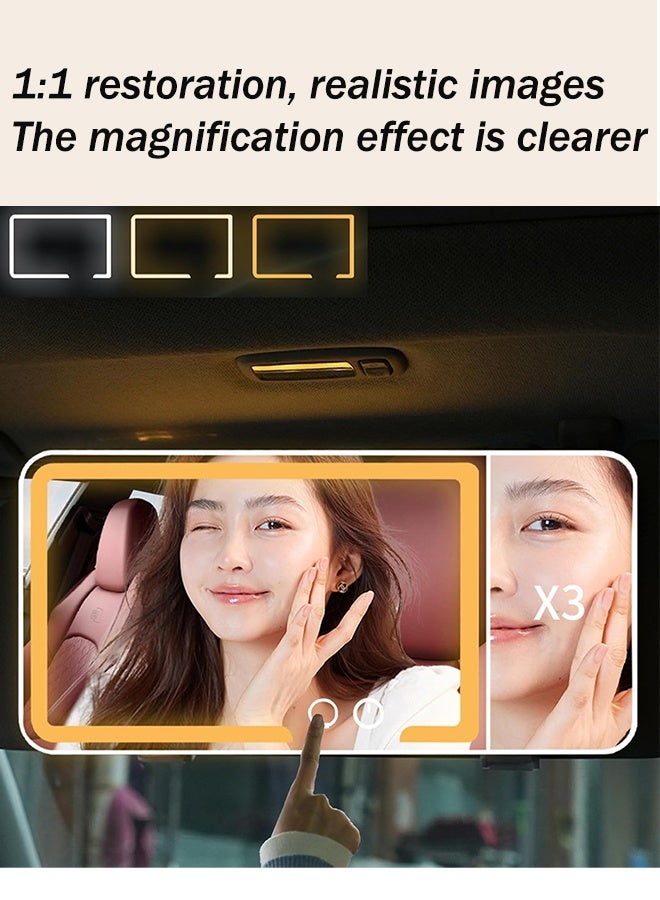 Car Visor Mirror - Dimmable Vanity Makeup Mirror for Car,Dimmable Sun-Shading Cosmetic Clip on 3X Detail Interior Accessories for Girls Women Travel - Image 5