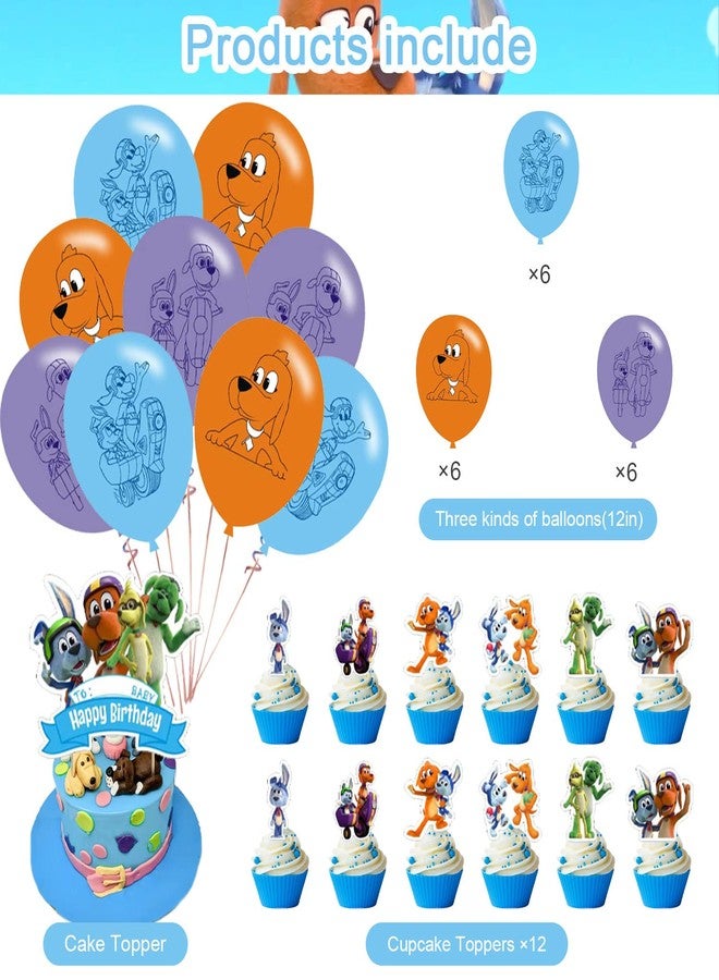 PINUO Go Dog Go Birthday Party Pack - Theme Decorations, Cupcake Toppers, Banner & 18 Balloons - Image 3
