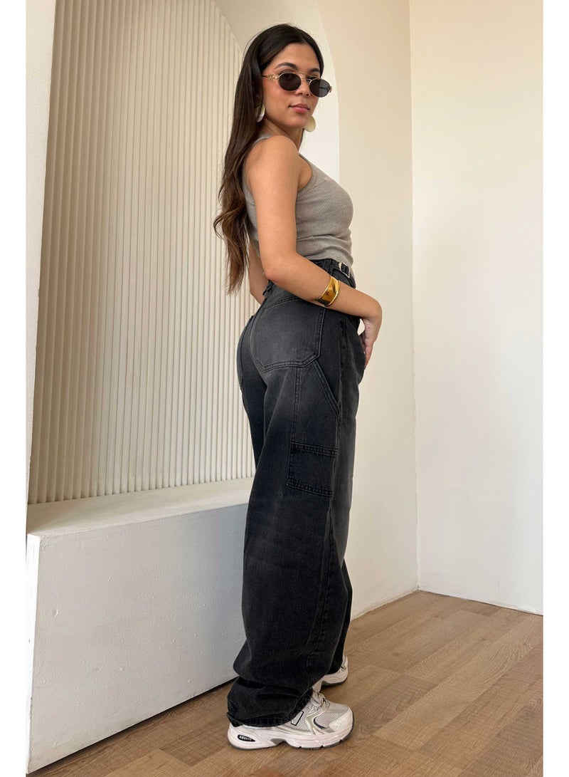 CIZARO Carpenter - High-Waist Charcoal Fade Jeans  - Image 2