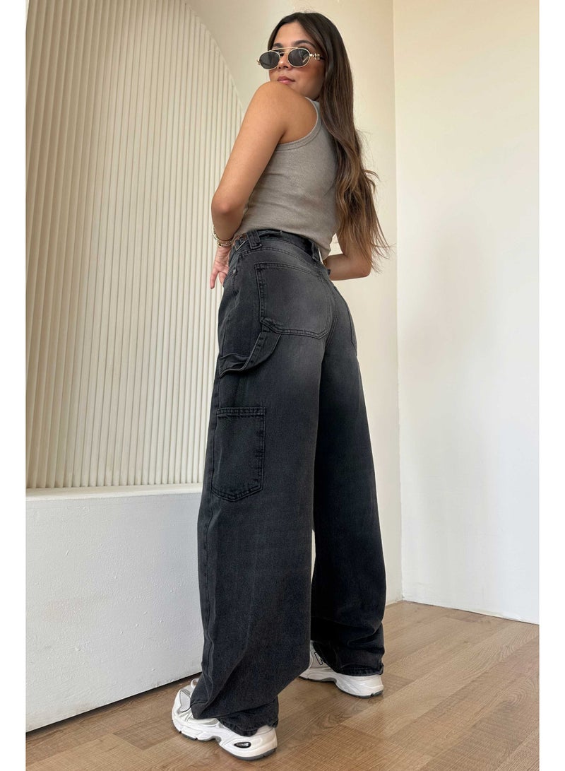 CIZARO Carpenter - High-Waist Charcoal Fade Jeans  - Image 3