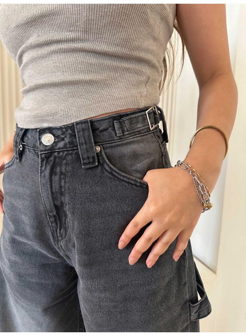 CIZARO Carpenter - High-Waist Charcoal Fade Jeans  - Image 5