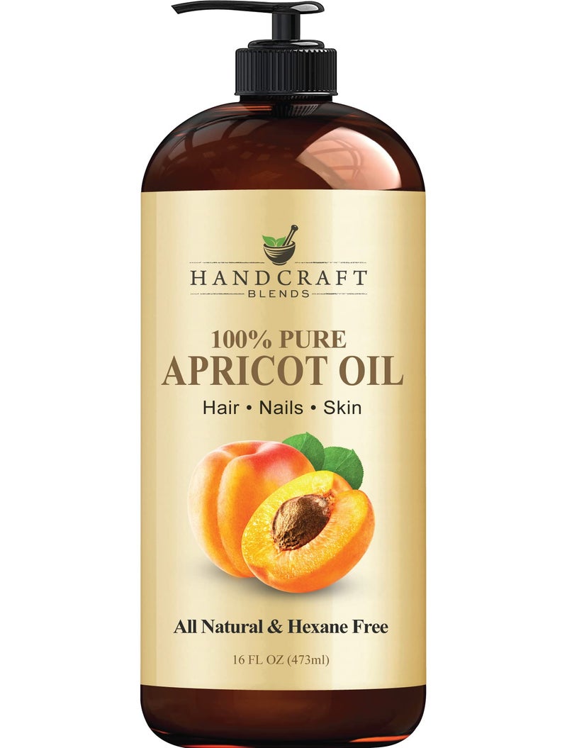Handcraft Blends Apricot Kernel Oil  ColdPressed 16 Fl Oz  100 Pure and Natural  Premium Grade Carrier for Skin and Hair  Hair and Body  Massage  HexaneFree