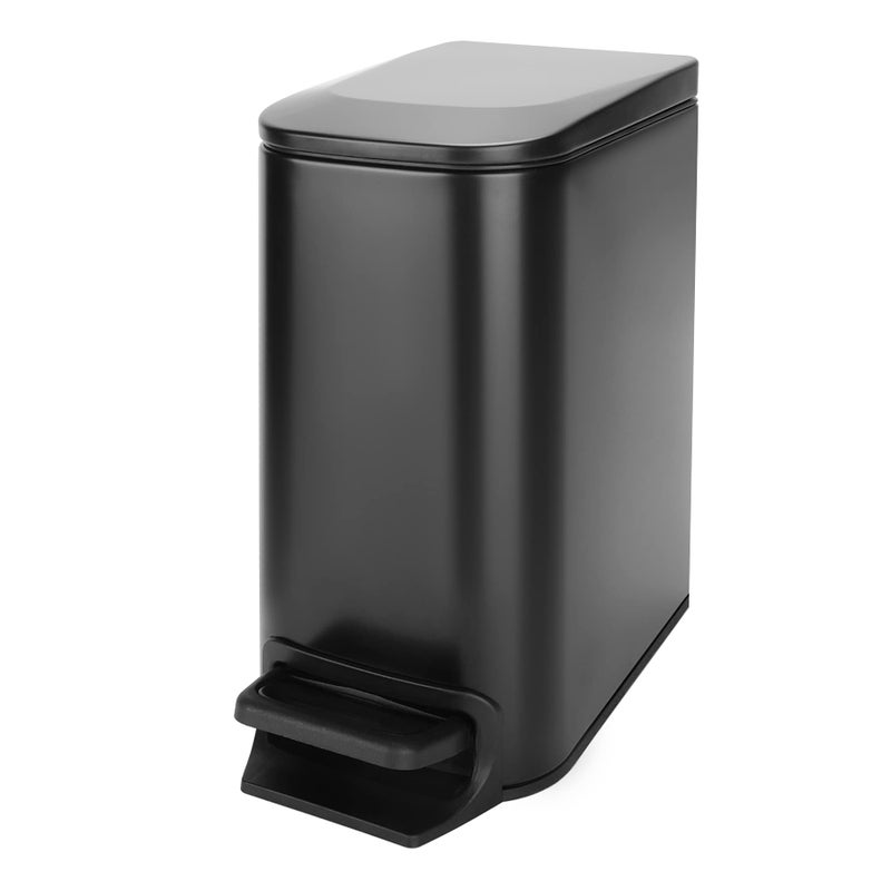 Cesun Small Bathroom Trash Can with Lid Soft Close, Step Pedal, 6 Liter / 1.6 Gallon Stainless Steel Garbage Can with Removable Inner Bucket, Anti-Fingerprint Finish (Matt Black) - Image 1