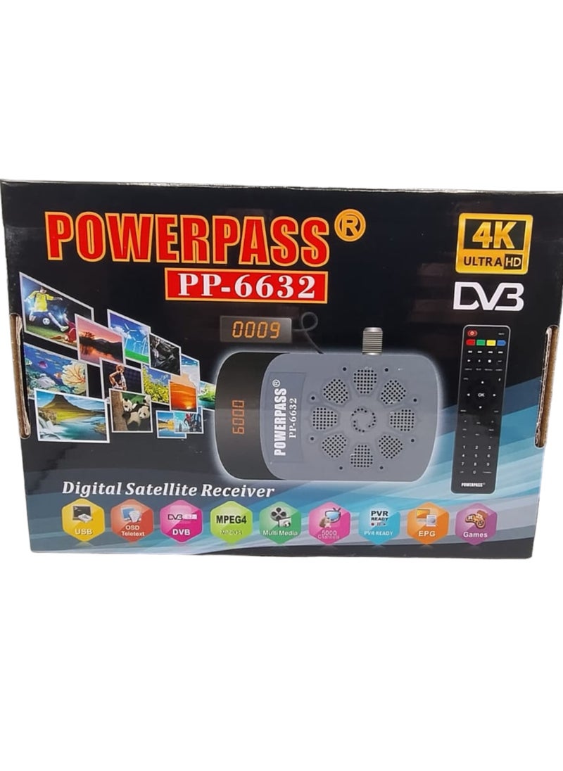 POWERPASS - PowerPass PP-6632 4K Ultra HD Digital Satellite Receiver with DVB and PVR Ready - Image 1