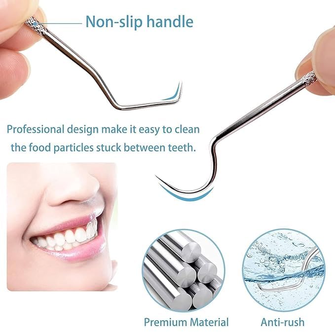 Gyanadh tooth claening kit, Dental Tools 7 in 1 Stainless Steel Teeth Cleaning Tool Kit Reusable Toothpick Reusable, Toothpick Metal Pocket Tooth Pick Holder For Outdoor Picnics and Camping - Image 3