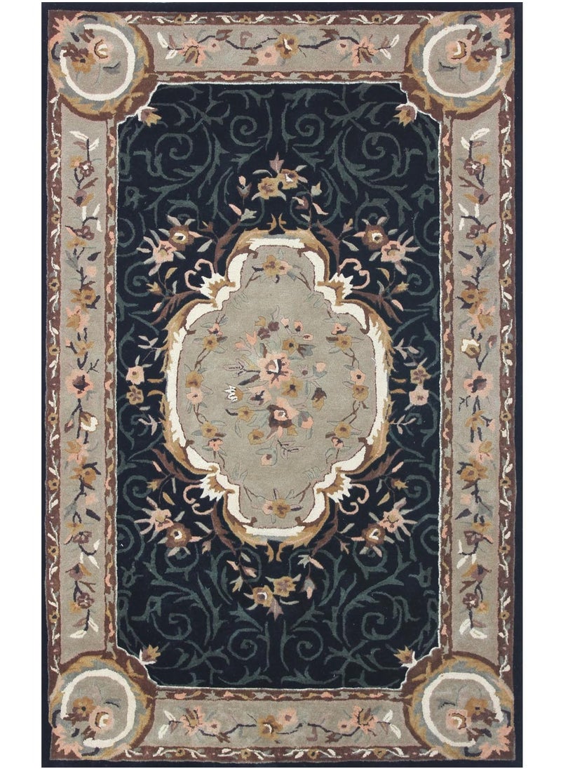 AURUM HOME AH011B Hand Tufted Area Traditional Carpet Interior Living Bedroom, Bedroom, Exhibition Area Cut Wool Pile, Rectangle  - Image 1
