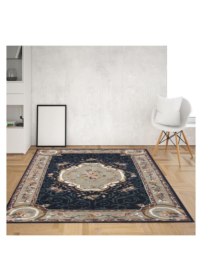 AURUM HOME AH011B Hand Tufted Area Traditional Carpet Interior Living Bedroom, Bedroom, Exhibition Area Cut Wool Pile, Rectangle  - Image 2