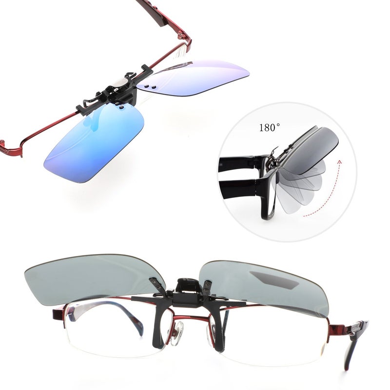 Hifot Clip on Sunglasses 2 Pack,Polarized Lens Fit Over Prescription Glasses,Flip up Rimless Sunglasses - Image 5