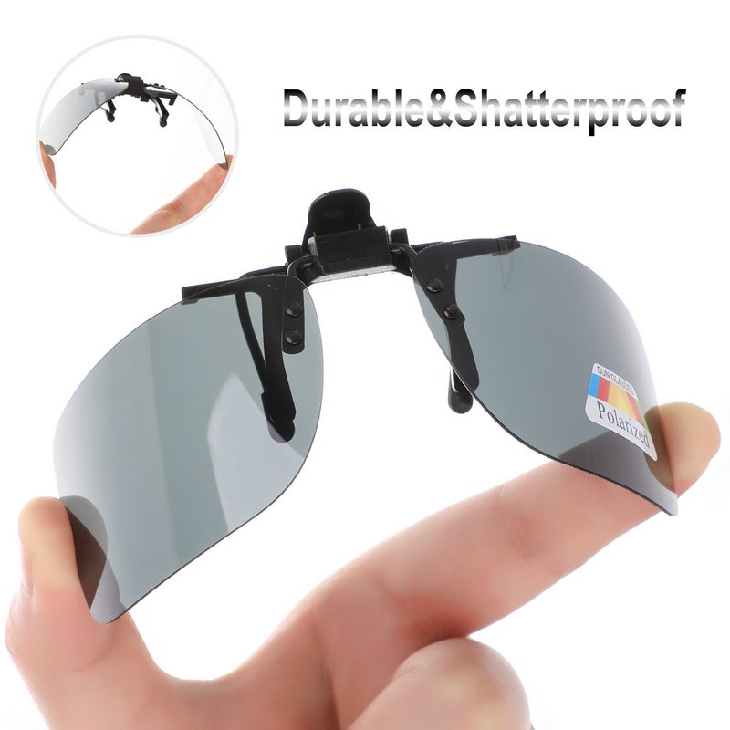 Hifot Clip on Sunglasses 2 Pack,Polarized Lens Fit Over Prescription Glasses,Flip up Rimless Sunglasses - Image 2