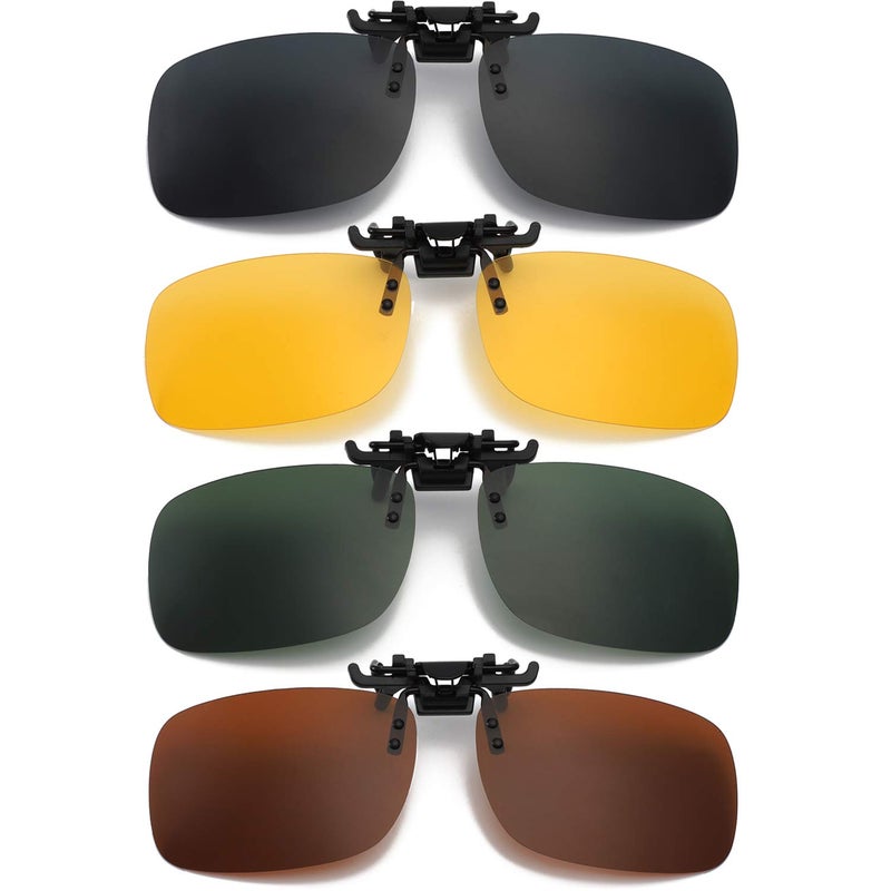Hifot Clip on Sunglasses 2 Pack,Polarized Lens Fit Over Prescription Glasses,Flip up Rimless Sunglasses - Image 1