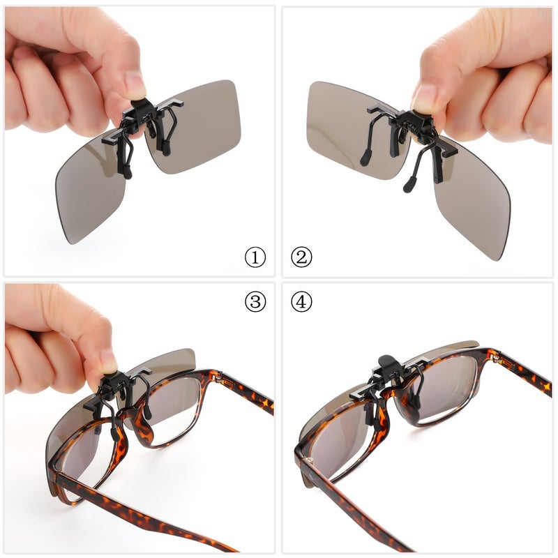 Hifot Clip on Sunglasses 2 Pack,Polarized Lens Fit Over Prescription Glasses,Flip up Rimless Sunglasses - Image 4