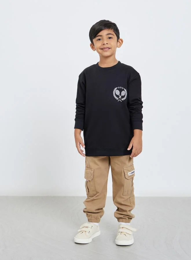 Styli Styli Boys Black Graphic Print Sweatshirt