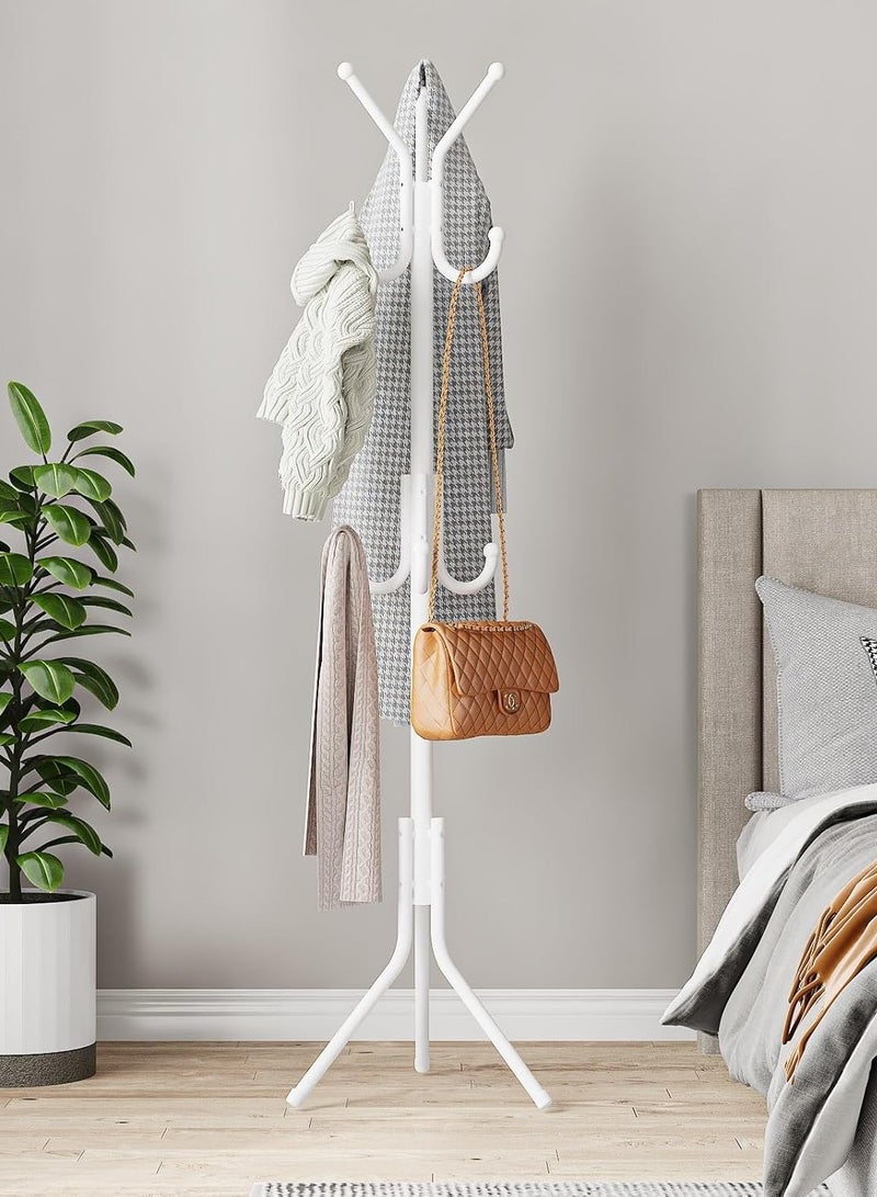 إسكدنيا شماعة ملابس معدنية متعددة الوظائف,رف معاطف عالي الجودة قائم بذاته مع 8 خطافات لغرفة النوم والرواق والمدخل والمكتب للقبعات والمعاطف والاوشحة وحقائب اليد - Image 1