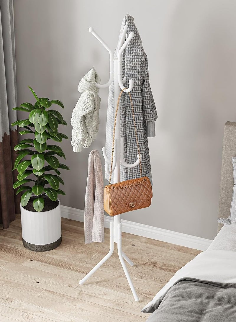 إسكدنيا شماعة ملابس معدنية متعددة الوظائف,رف معاطف عالي الجودة قائم بذاته مع 8 خطافات لغرفة النوم والرواق والمدخل والمكتب للقبعات والمعاطف والاوشحة وحقائب اليد - Image 2