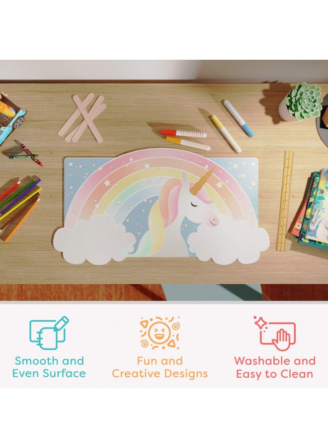 Uncommon Desks Kid's Desk Mat - for Schoolwork Arts & Crafts - Fun Computer & Mouse Pad Blotter - Washable Table Cover - Student School Organizer - Cute Office, Home, School Supplies - Unicorn Design - Image 1