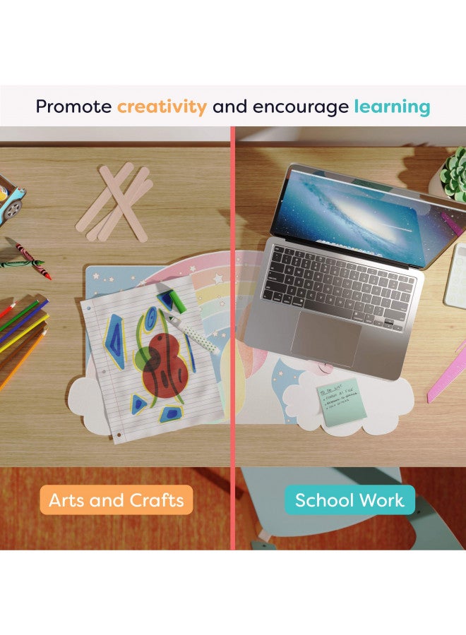 Uncommon Desks Kid's Desk Mat - for Schoolwork Arts & Crafts - Fun Computer & Mouse Pad Blotter - Washable Table Cover - Student School Organizer - Cute Office, Home, School Supplies - Unicorn Design - Image 2
