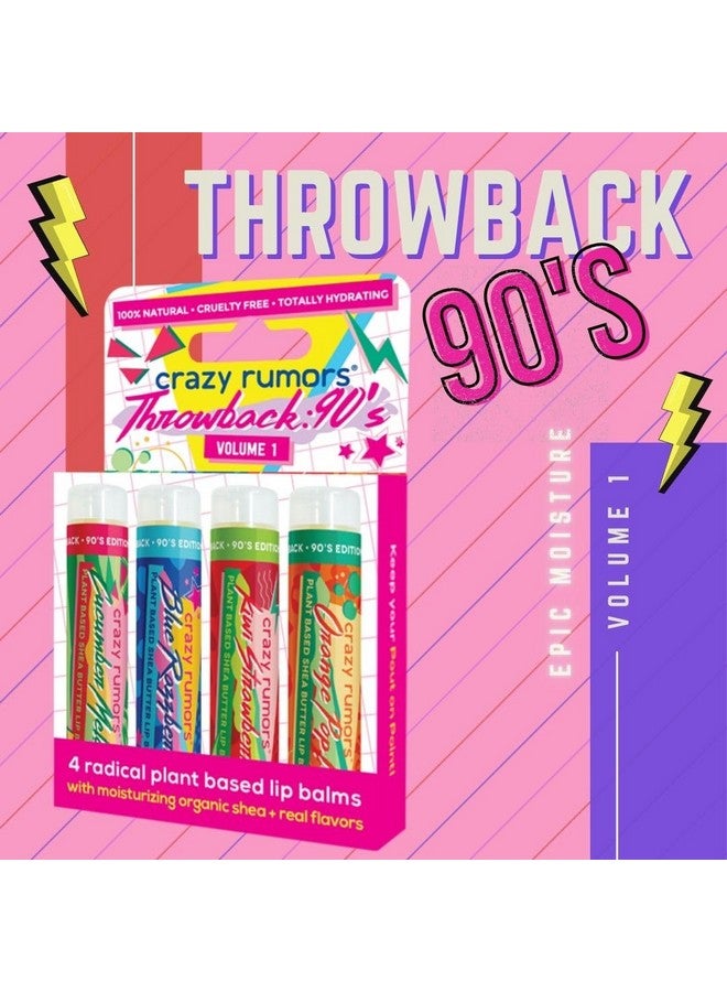 crazy rumors Throwback 90'S Mix Lip Balm 4Pack Mix (Cucumber Melon Blue Razzberry Kiwi Strawberry Orange Pop!) 100% Natural Vegan Plantbased Made In Usa - Image 1